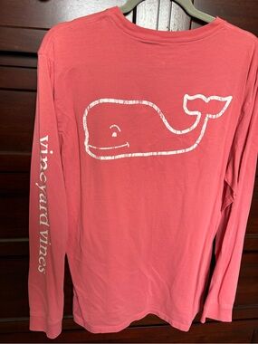 Vineyard Vines Coral Long Sleeve Whale Logo Tee